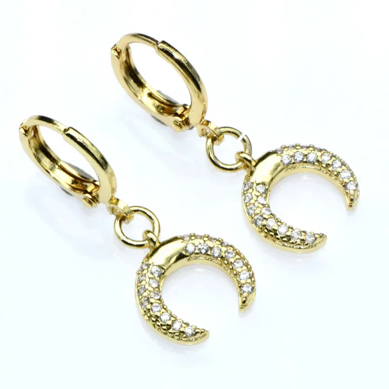 

Женские позолоченные серьги-кольца с покрытием из меди и фианита