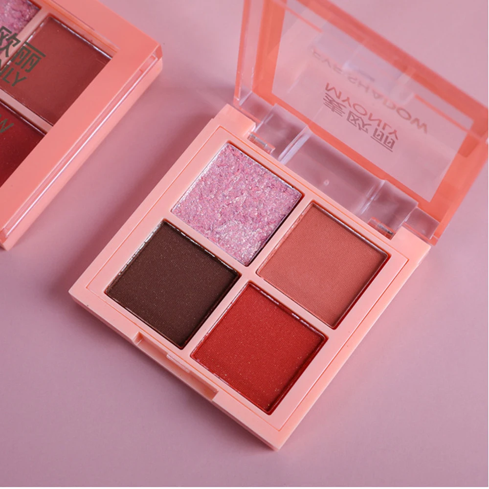 4 цвета палетка теней для век Shimmer and Shine с блестками и матовым эффектом, долговременным сияющим пигментом.