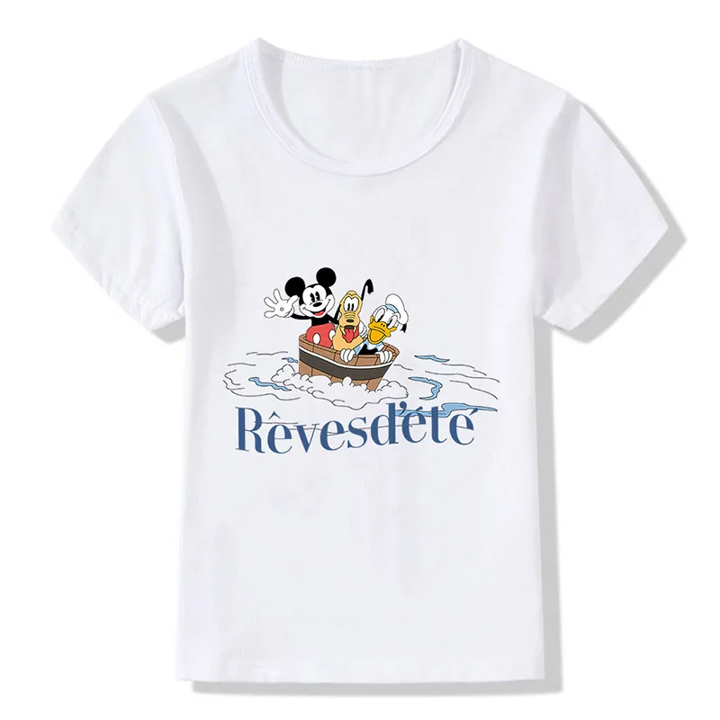 Cute Mickey Mouse T-Shirt Disney Print Kids Tshirt Girls Boys Funny Cartoon Baby Clothes Children Summer Teenagers Costumes
