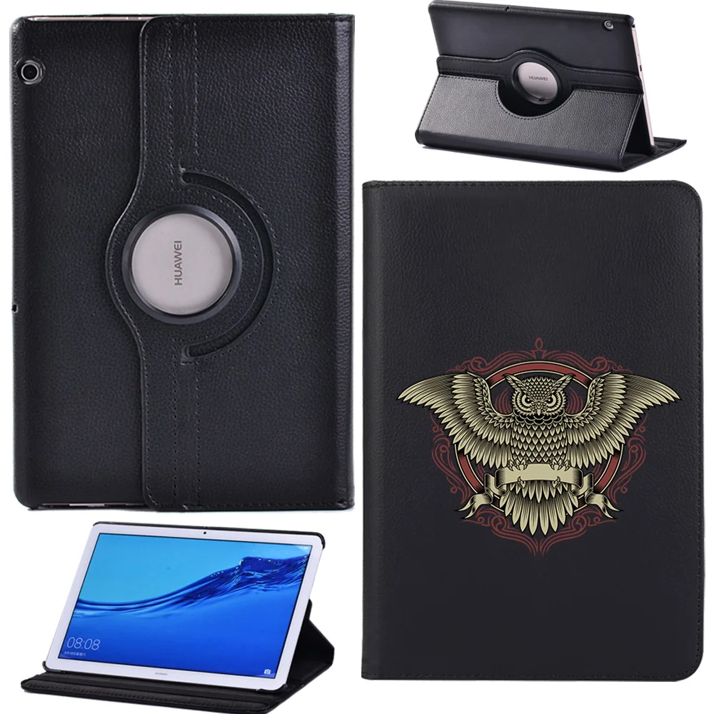 

For Huawei MediaPad T5 10 10.1/T3 10 9.6" 360 Rotating Tablet Case Anti-Drop Bracket Leather Cover Case + Stylus