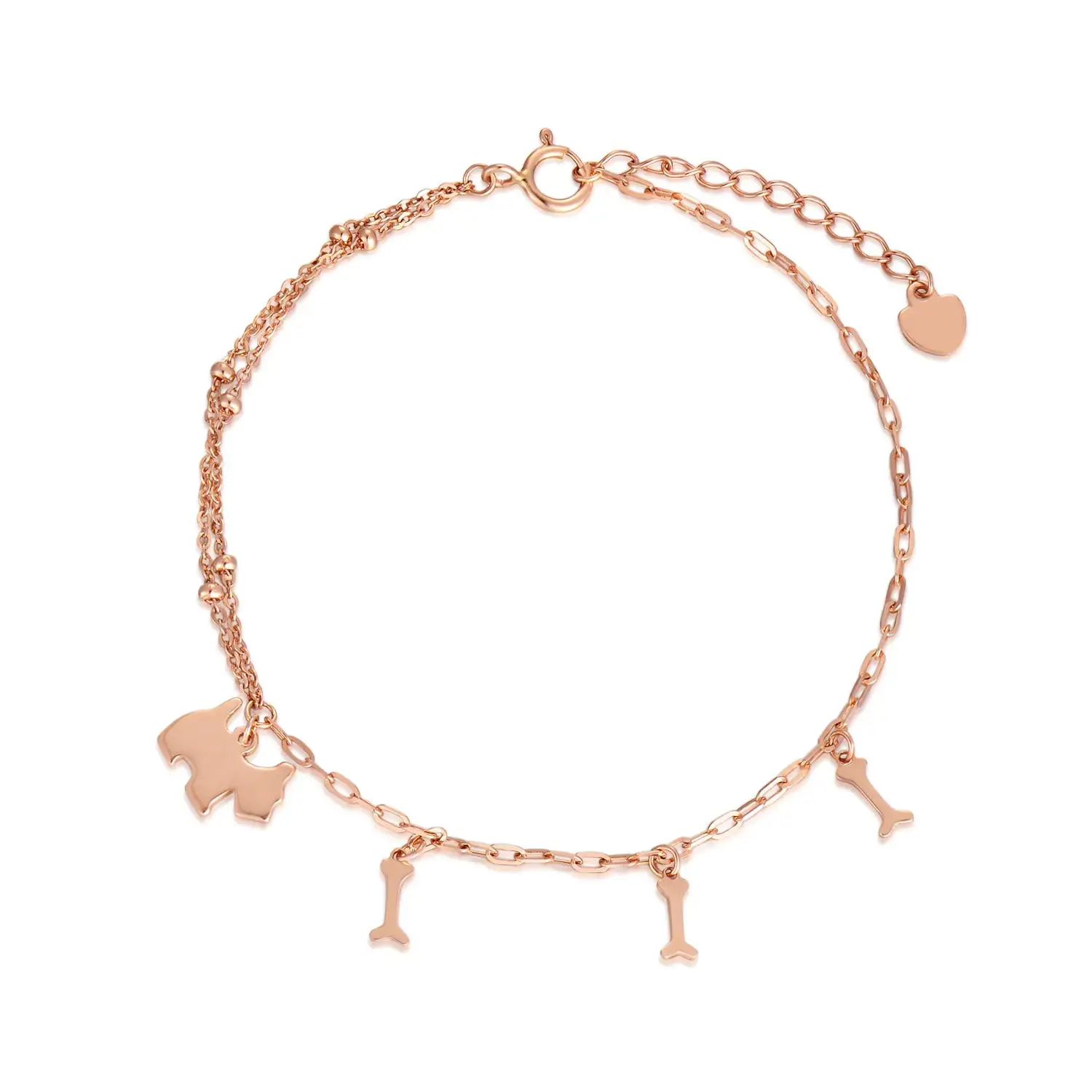 Женский браслет с котом из розового золота 18 К