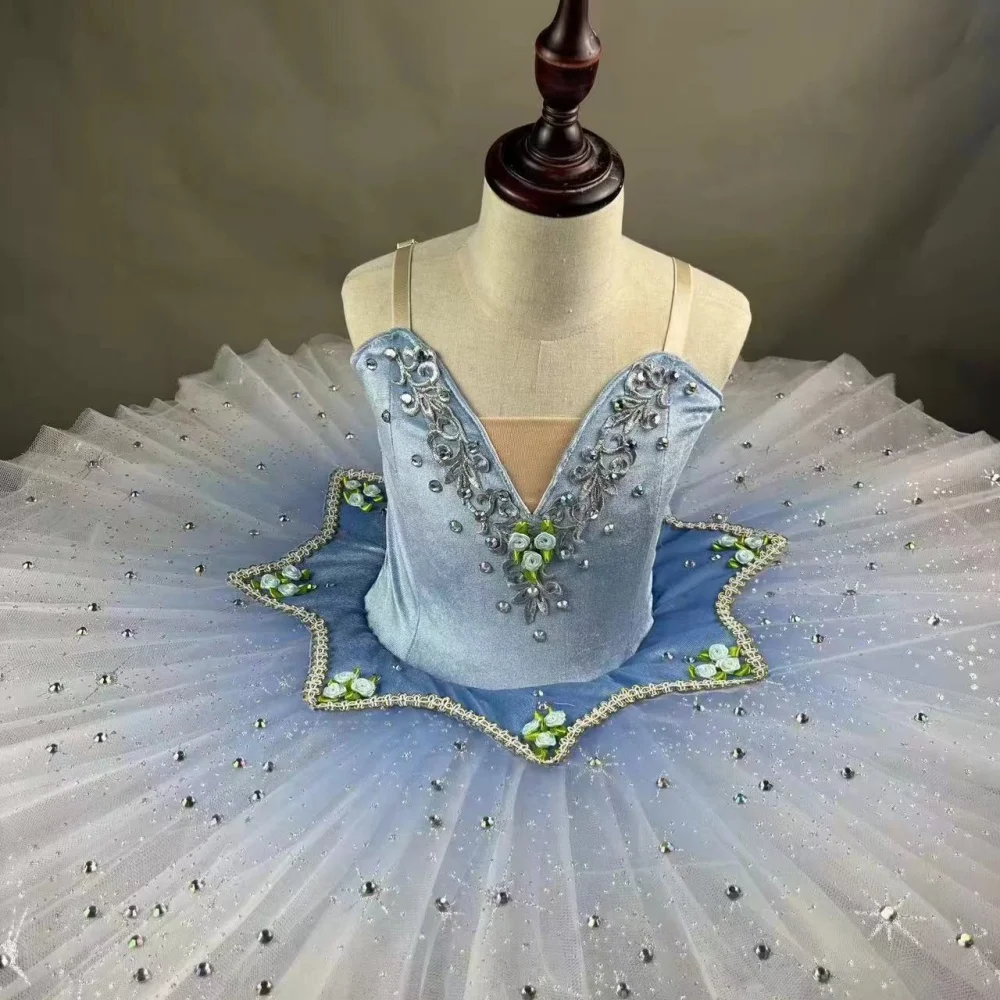 Профессиональная балетная пачка для девочек синяя балерина танцевальный костюм