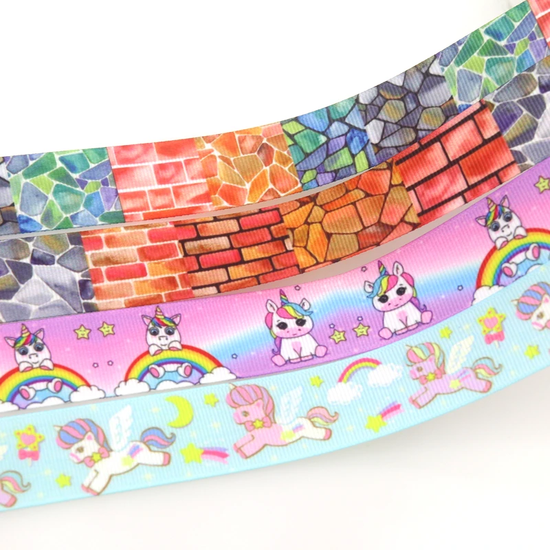 

50 ярдов корсажная лента DHK с принтом единорога, лошади, кирпича, аксессуары, материал, головные уборы, украшения, сделай сам, шитье, рукоделие ...