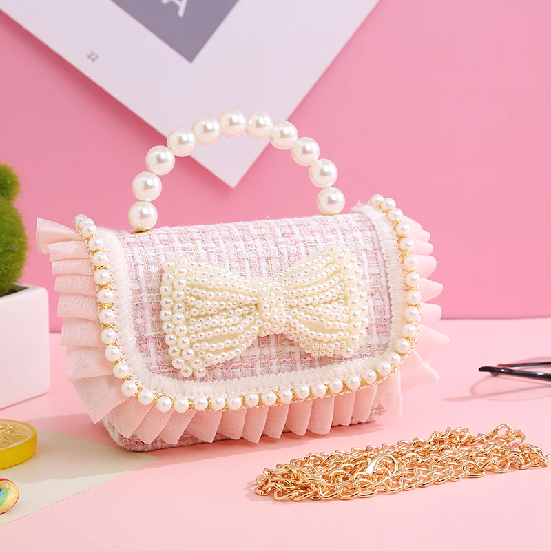 2023 New Girls Princess Crossbody Bag Cute Kids Lace Coin Wallet Pouch Kawaii Baby Bowknot Clutch Purse Bag Gift