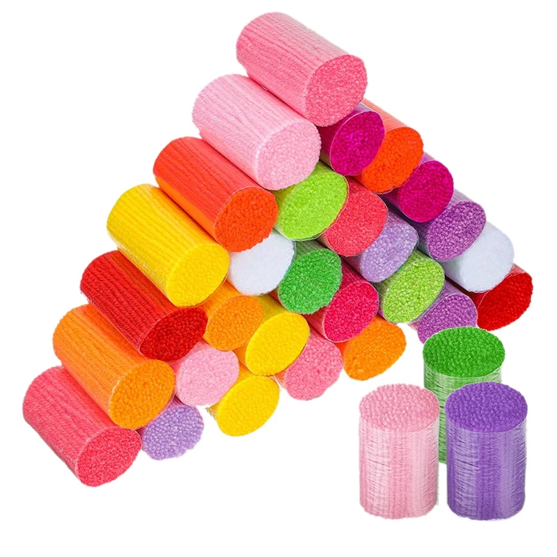 

30Pcs Latch Hook Yarn Precut Assorted Colorful Yarn Bundles Cutter Rug Yarn DIY Latch Hook Yarn for Craft Sewing