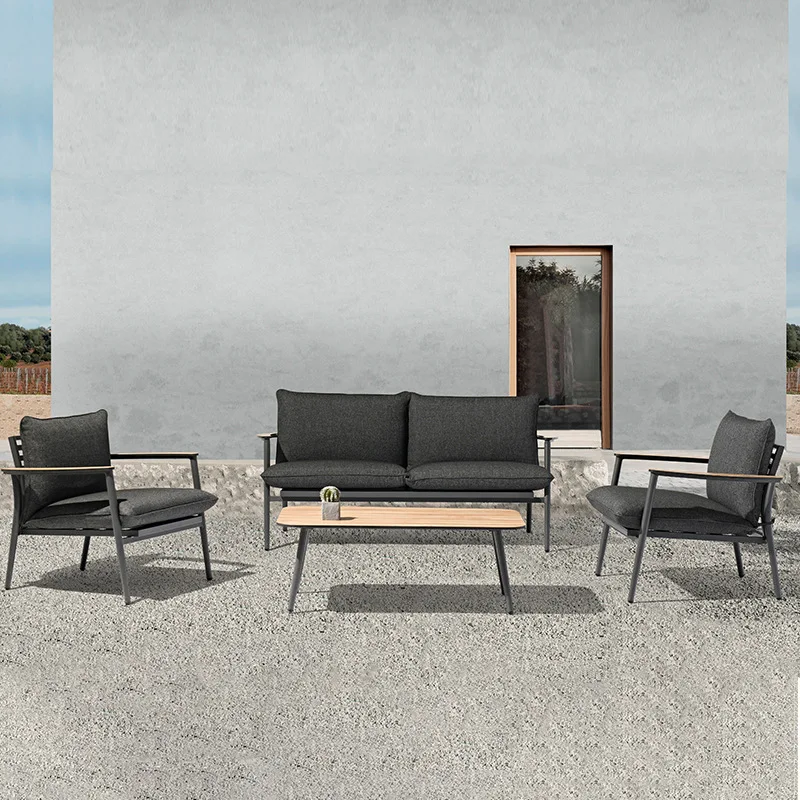 Nordic minimalist outdoor furniture patio outdoor garden leisure aluminum sofa combination outdoor sunscreen balcony sofa