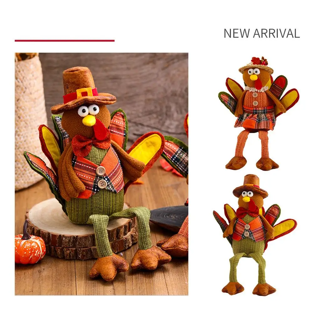 

New Autumn Harvest Festival Plush Turkey Doll Fall Ornaments Thanksgiving Gnome Decor Halloween Figurine Gift Turkey Day Ho G8Q6