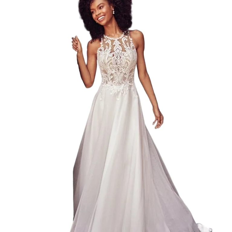 

Женское свадебное платье It's yiiya, белое кружевное платье со шлейфом и круглым вырезом на лето 2019