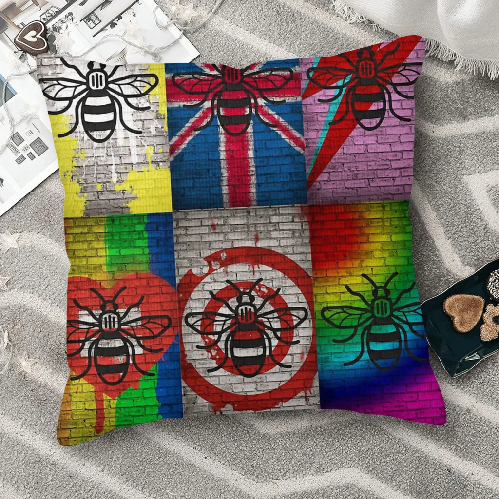

Graffiti Throw Pillow Case Bee Cute Animal Industrious Flying Animals Cushion Home Sofa Chair Print Decorative Hug Pillowcase