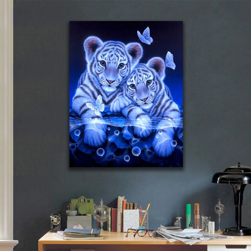 

HD animal poster tiger canvas decorative painting bedroom living room decoration wallpaper 5D Home Decor Gift