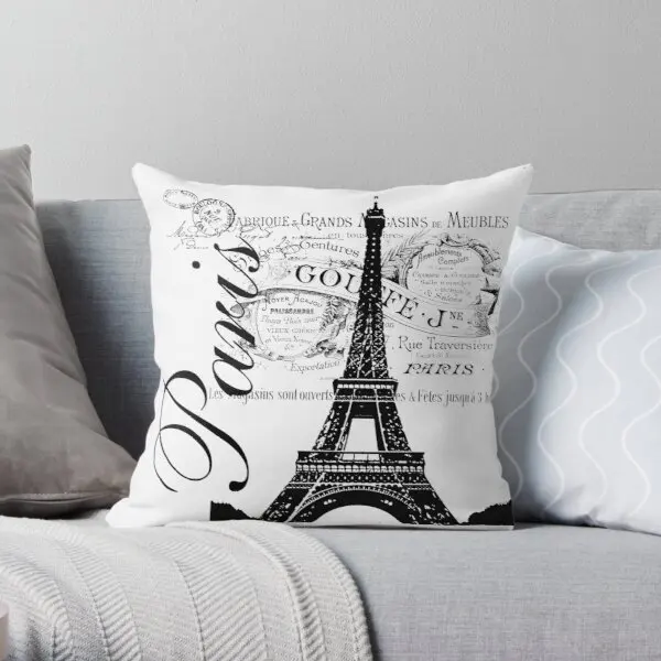 

Vintage Eiffel Tower Parisian Paris Fran Printing Throw Pillow Cover Office Square Decorative Decor Soft Pillows not include
