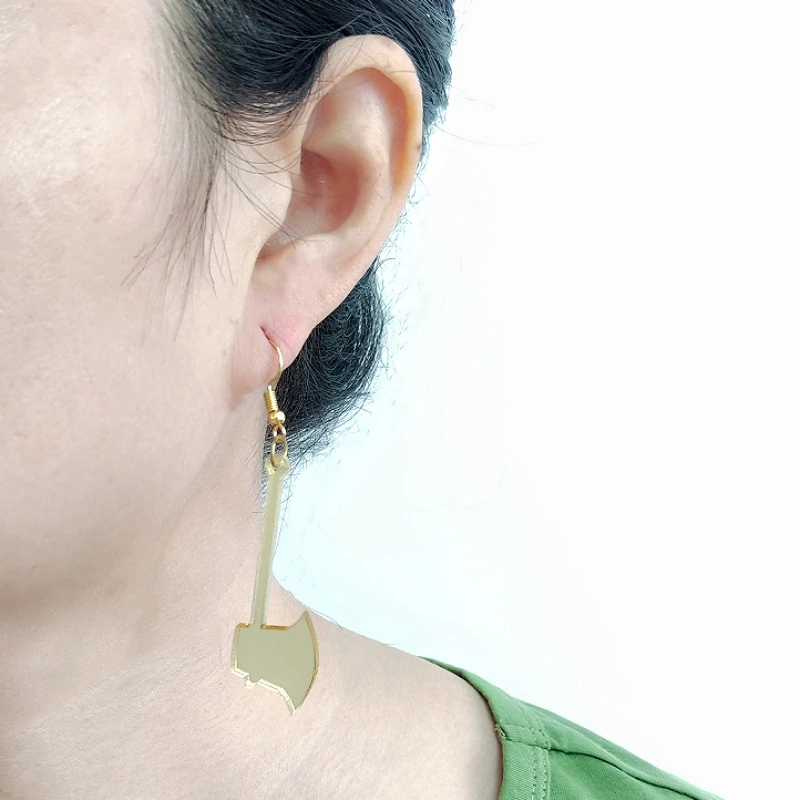 KUGUYS крутые висячие серьги с топором для женщин золотистого серебристого цвета