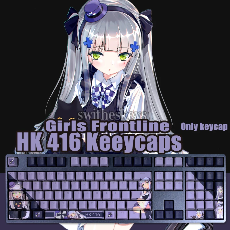 

108 Keys Anime HK416 Keycaps OEM Profile Keycap PBT Dye Sublimation Mechanical Keyboard Girls Frontline Backlit Keycap MX Switch