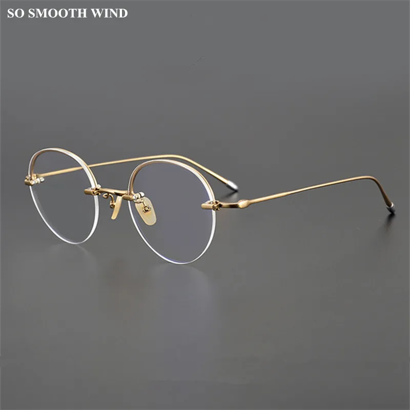 Handmade Japanese Brand Titanium Glasses Frame Men Women Round Optical Eyeglasses Ultra-light Myopia Prescription Frames Eyewear