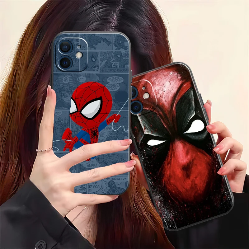 

Popular Marvel Phone Case For iPhone X XS XR XS Max 11 11 Pro 12 12 Pro Max For iPhone 12 13 Mini Liquid Silicon Back Coque