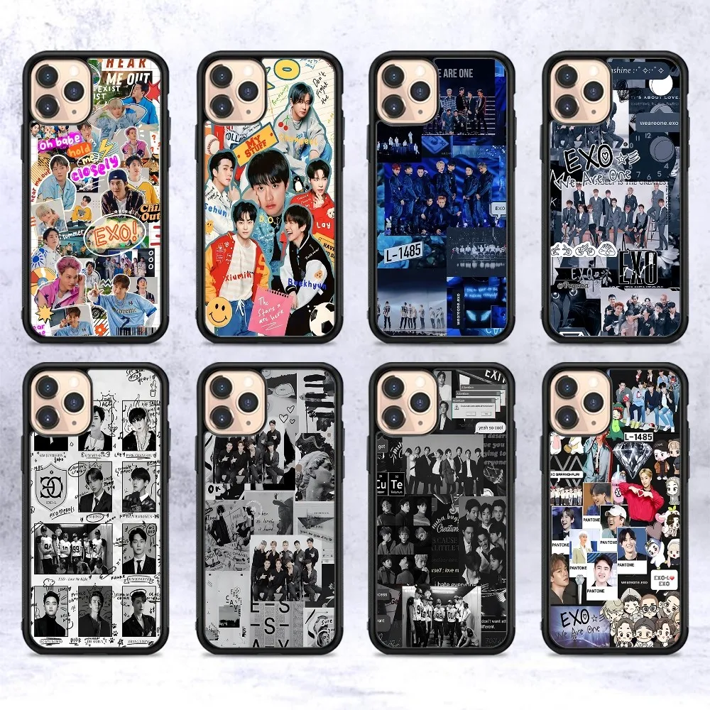 Фото Корейский чехол для телефона Kpop-E-EXOS, силиконовый ПК + ТПУ для IPhone 11, 12, 13, 14, 15, 16 Plus Pro Max, чехол №1