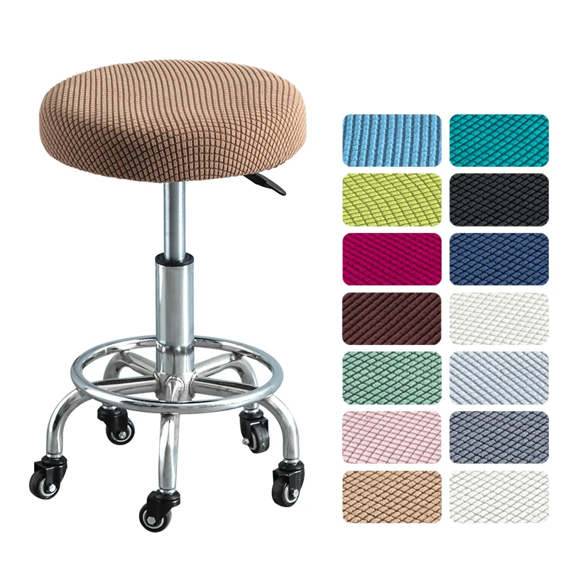 

Round Stool Cover Fleece Bar Chair Covers Removable Chairs Slipcover Washable Protecor Barstool Seat Case sillas de oficina