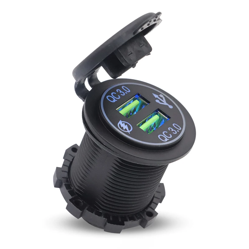 

Прямая продажа с фабрики, водонепроницаемое устройство управления яркостью 3,0, быстрая зарядка, двойной USB разъем, светодиодная подсветка, Автомобильное универсальное автомобильное зарядное устройство