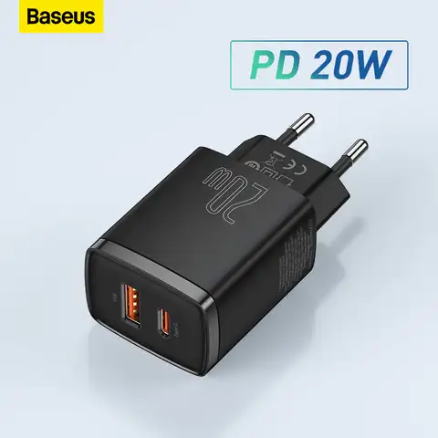Зарядное устройство Baseus с двумя USB-портами и поддержкой быстрой зарядки, 20 Вт