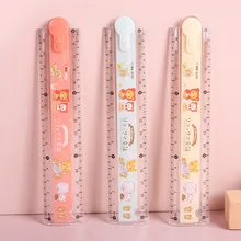 3 pcs/pack Kawaii Rilakkuma Bear Plastic Folding Straight Ruler Cute Stationery Measuring Tool School Office Supplies
