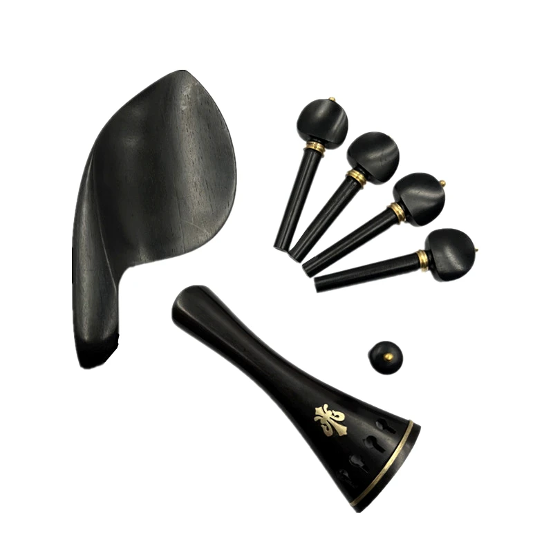 

1 set High quality 4/4 violin Fiddle ebony wood accessories parts fittings,Tailpiece+Tuning pegs+Endpins+Chin rest/Chin Holder