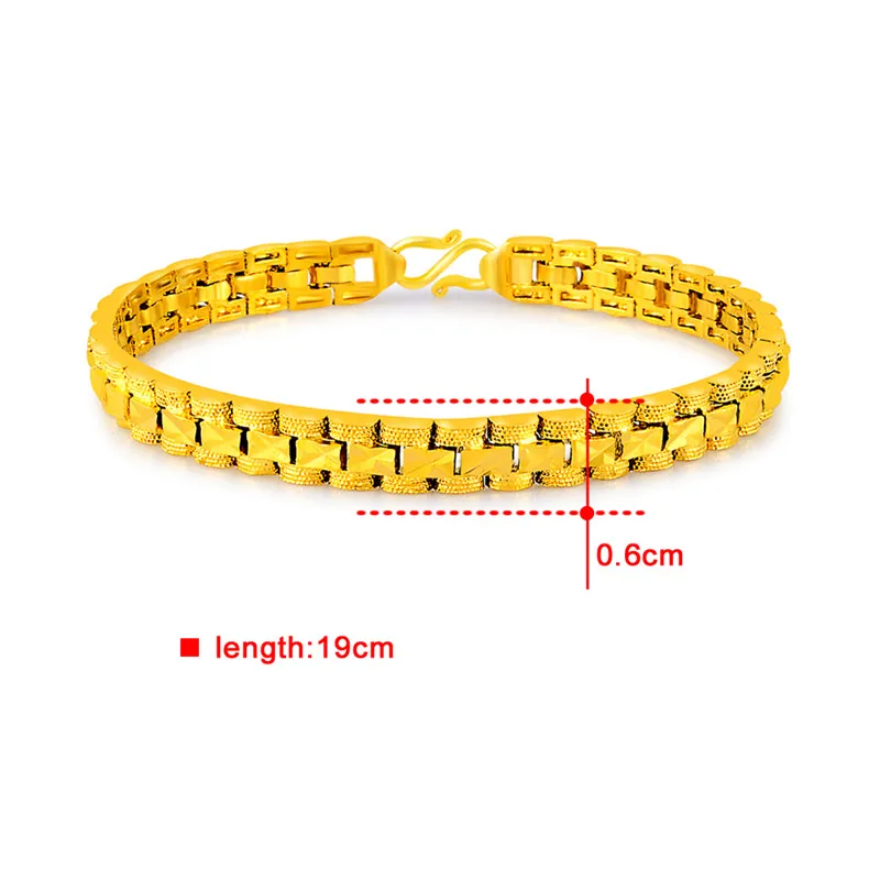 

Mode 24K Gouden Armband 6Mm Riem Vormige Armband Voor Vrouwen & Mannen Sieraden Geschenken