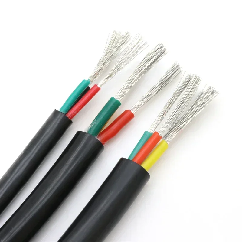 Black Multicore Heat resistant Sheath Silicone wire Square 0.3mm ~Square 6mm Tinned Copper Soft 2 3 4 6 Cores Electrico cable