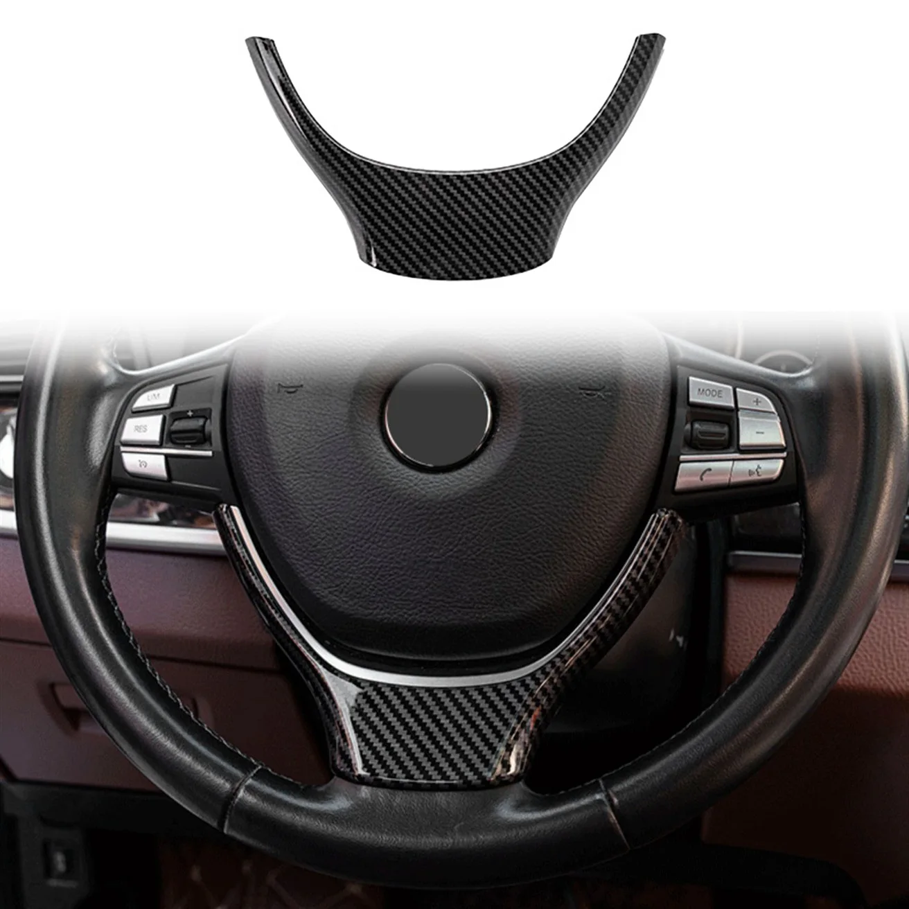 

Carbon Fiber Car Interior Steering Wheel Decoration Strip Frame Cover Trim Sticker for-BMW 5 7 Series F10 F11 F01 F02 A