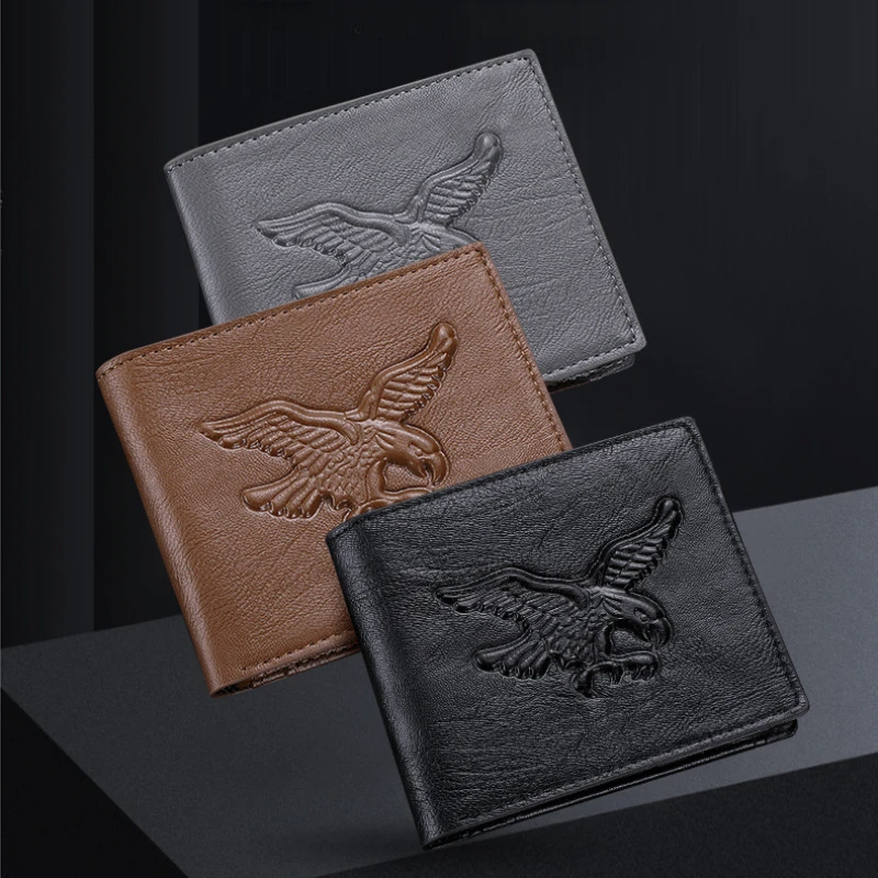 

Men's Wallet Fashionable Personality Eagle Embossed Retro Wallet Short Horizontal PU Leather Business Casual Coin Bag