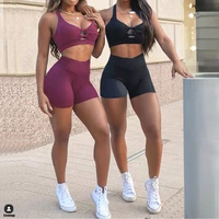 2022 pocket womens scrunch booty yoga set twist sports bra fitnes squat proof shorts running gym activewear workout suit