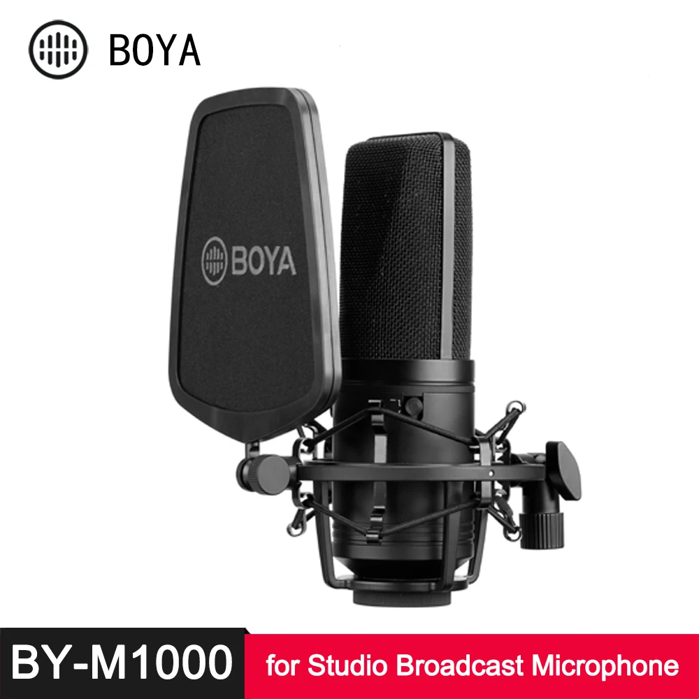 

BOYA BY M800 M1000 Large Diaphragm Microphone Low-Cut Filter Cardioid Condenser Mic f Studio Broadcast Live Vlog Video Recording