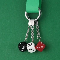 1pc dice geometric keychain square point car keyring dangle hanging jewelry key ring stainless steel number key chains jewelry