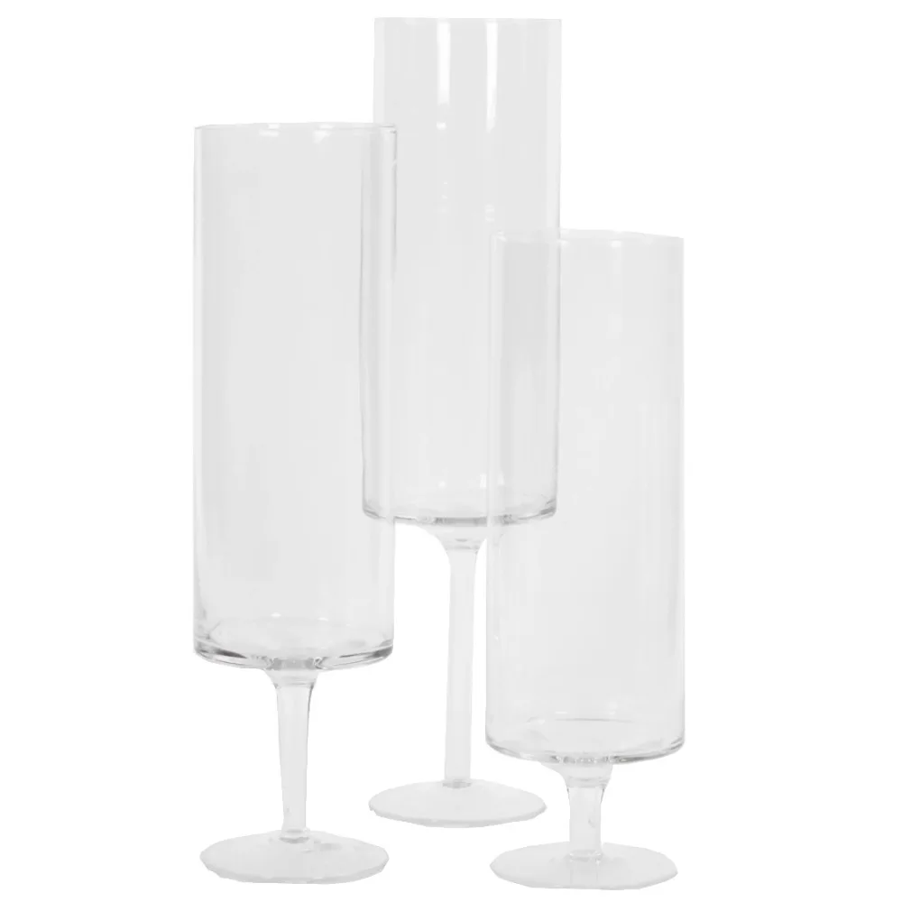 

Wedding Glass Stem Hurricanes Set of 3 Candle Holder Pillar Candle Hurricane Pedestal Holders Home Decoration Candles Candelabro