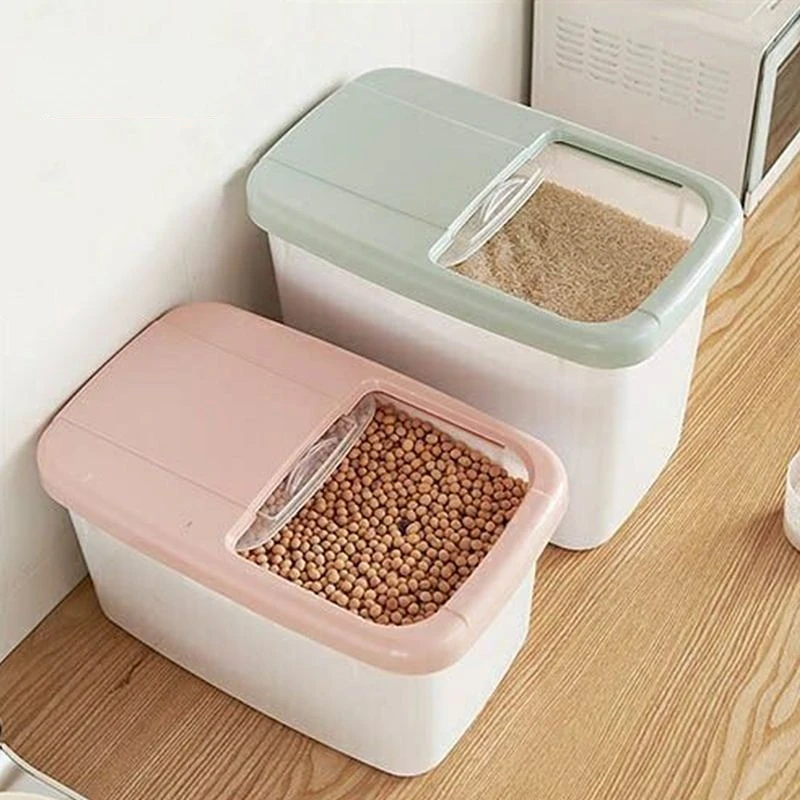 

Емкость для хранения риса для кухни, утолщенная пластиковая герметичная мука для насекомых, разнообразные зерновые злаки, емкость для хран...