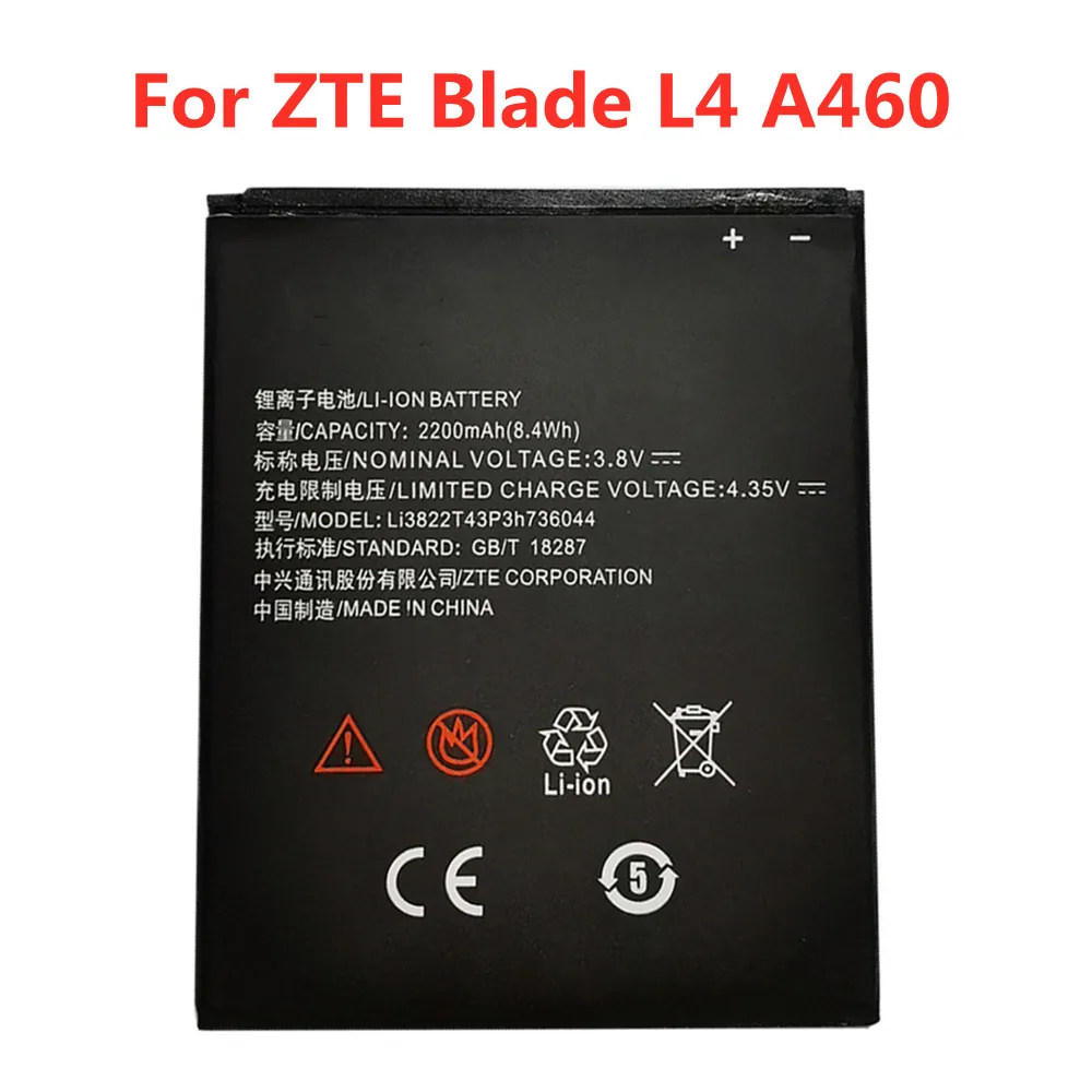 

High Quality 2200mAh Li3822T43P3h736044 Battery For ZTE Blade L4 A460 Replacement Battery
