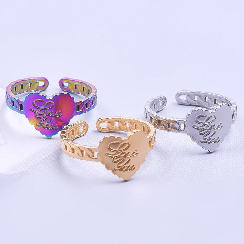 

I Love You Ring Jewelry and Women's Fashion Stainless Steel Charm Ring Rose Gold Color Lover Ring For Women