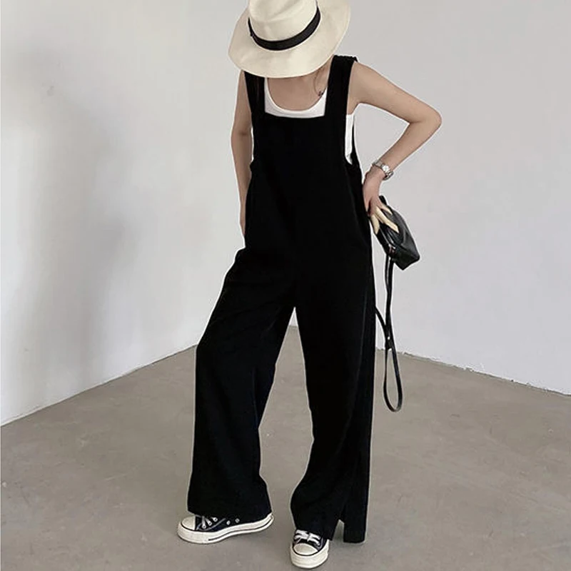 

Richkeda Store Summer Thin Draped Jumpsuits Women Korean Loose Straight Leg Overalls Woman Fashion Baggy Jumpsuit Plus Size