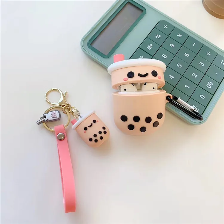 1pc Fashion Silicone Bubble Milk Tea Key Chain Creative Cute Keychain For Women Bag Car Decoration Valentine's Day Gift