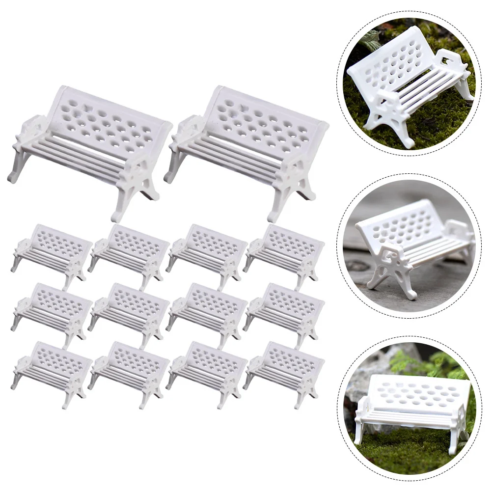 

Bench Mini Park Miniature House Chairs Street Decorations Model Prop Railroad Set Wooden Furniture Accessory Scenery Sand Living