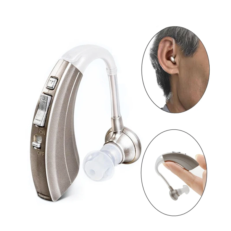 BTE Digital Hearing Aid Wireless Deaf-aid for Elderly Moderate to Severe Loss Drop 4 Modes Adjustable Sound Amplifiers 16 Volume