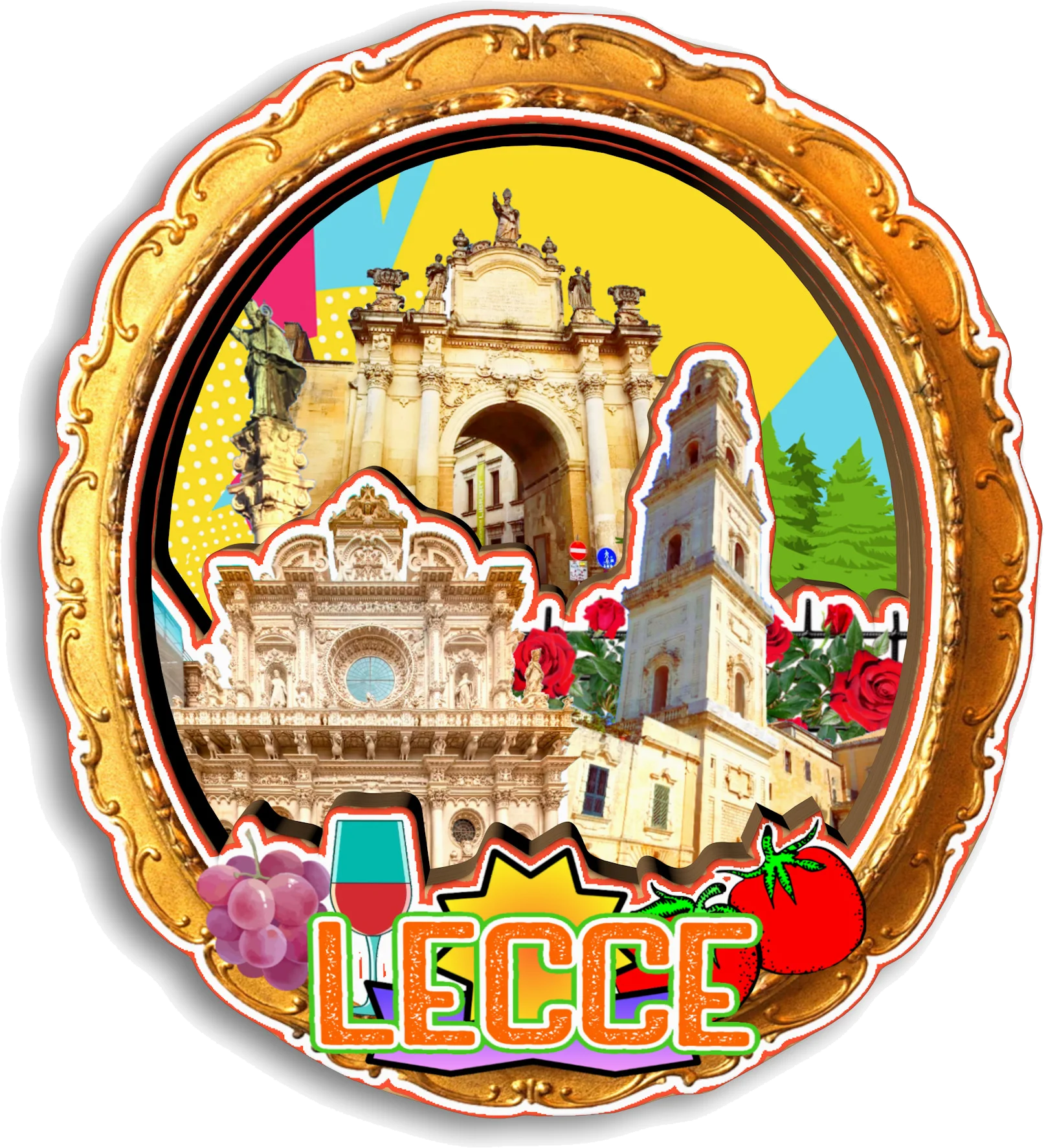 Магнит для холодильника Bologna Genova Sirmione Lecce Italy