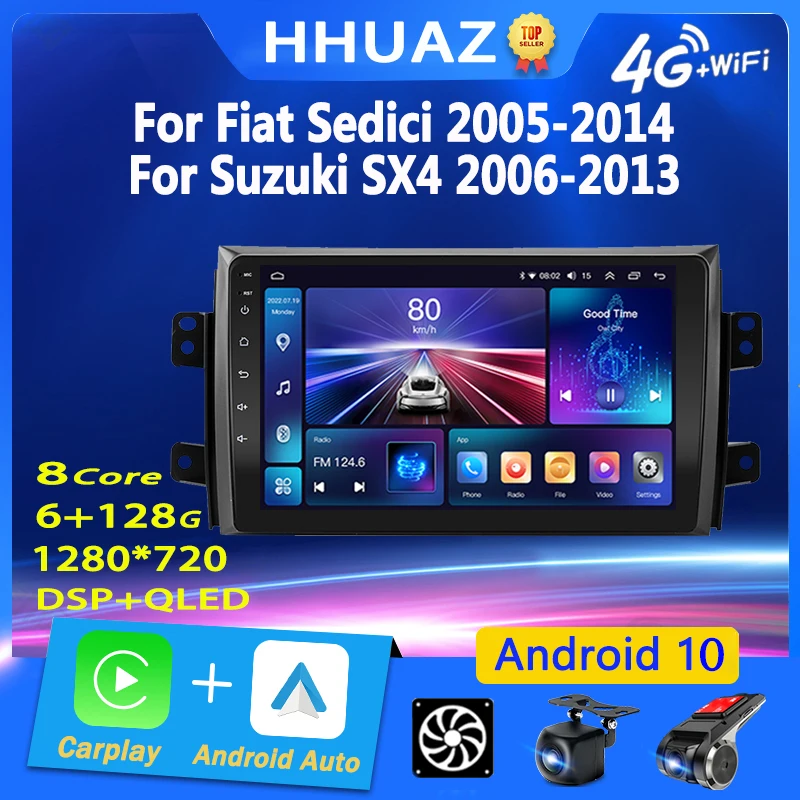

Охлаждающий вентилятор для Suzuki SX4 2006-2013 для Fiat Sedici 2005-2014, автомобильное радио, wi-fi, Carplay, Android, мультимедийный плеер, GPS-навигация