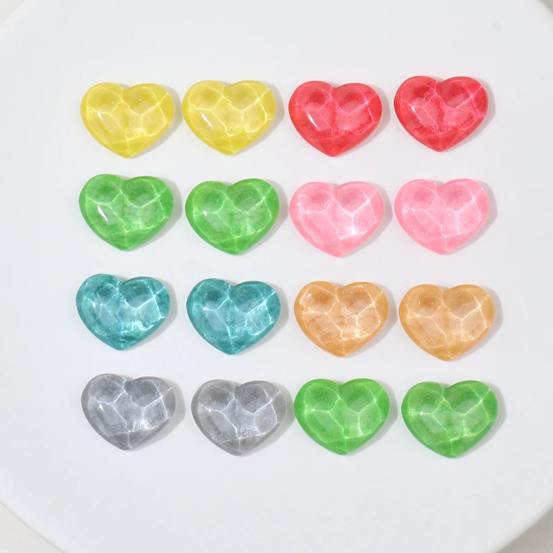 

10pcs Heart Shape Red Green Yellow Blue Resin Beads for Earring Necklace Keychain Colorful DIY Jewelry Making Supplies