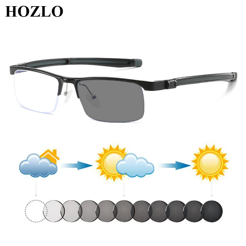 

Aluminum Magnesium Photochromic Reading Glasses Women Men Magnet Hanging Neck Sun Automatic Discoloration Presbyopic Sunglasses