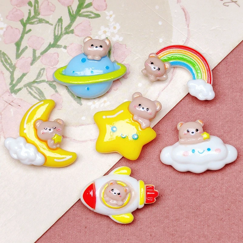 10 шт. новые милые яркие поверхности мультфильм Медведь ракета Радуга облако