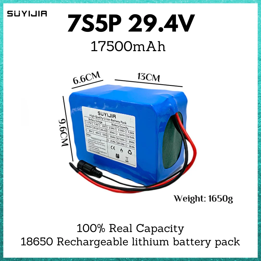 

7S5P 18650 29.4V 17500mah Li-Ion Batteries Pack Built-in Smart BMS for E-Bike Unicycle Scooter Wheel Chair with 29.4V 2A Charger