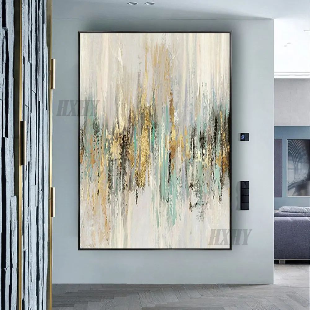 

Абстрактная линия масляная живопись чистая ручная работа скребок текстура Золотой Полосатый Холст Картина красивый холст искусство роспи...