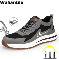 waliantile new design men safety shoes breathable outdoor construction work shoes anti smashing indestructible safety sneakers