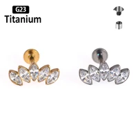 1pc g23 titanium labret piercing zircon gold lip studs 16g internally threaded earrings ear stud ear bar cartilage helix jewelry
