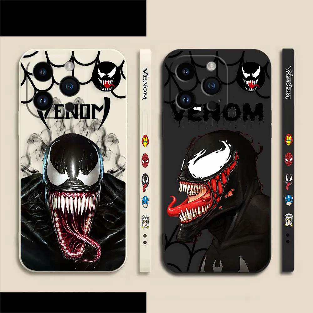 

Marvel Venom Phone Case For Apple iPhone 14 13 12 11 Pro XS Max Mini X XR SE 7 8 6 6S Plus Colour Liquid Case Funda Shell Capa